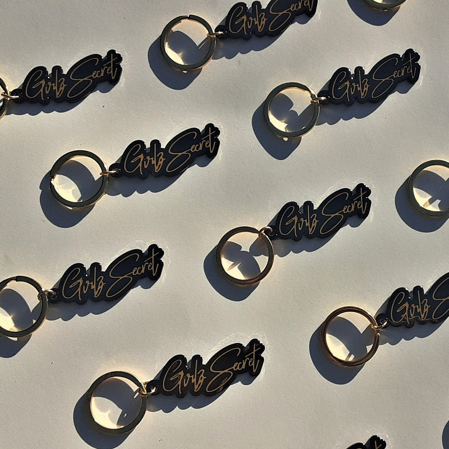 Super chic in black and gold, our Girlz Secret keychain is a stylish way to hold your car or house keys, or maybe even the key to your diary. I don't know about you, but I have a lot of keys and I often forget what they're for. A keyring like this one reminds me that I'm not alone, and there are others experiencing PPD. DETAILS 1.25 high x 2 inches wide keychain. 1.5-inch gold split ring. Features our Girlz Secret logo in black hard enamel with matte gold plating.