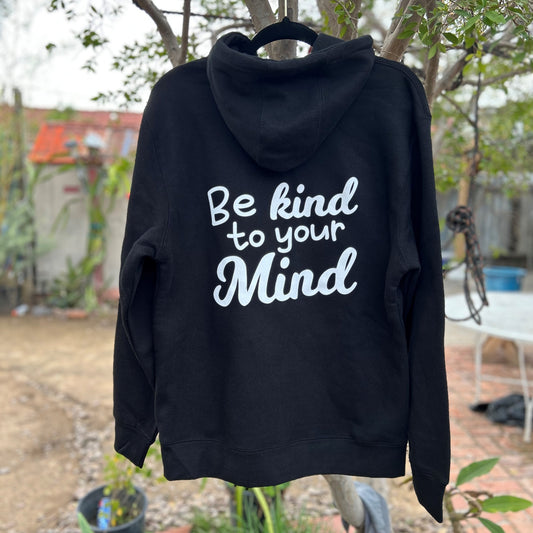 Zip up your kindness and take care of your mind with our Be Kind To Your Mind Hoodie, a reminder to love yourself and conquer depression.  The Be Kind To Your Mind Black Zipper Hoodie is more than just a piece of clothing. It embodies a meaningful message that goes beyond the surface level of fashion statements. This hoodie aims to remind people about the importance of taking care of their mental health and well-being, especially during challenging times such as depression.