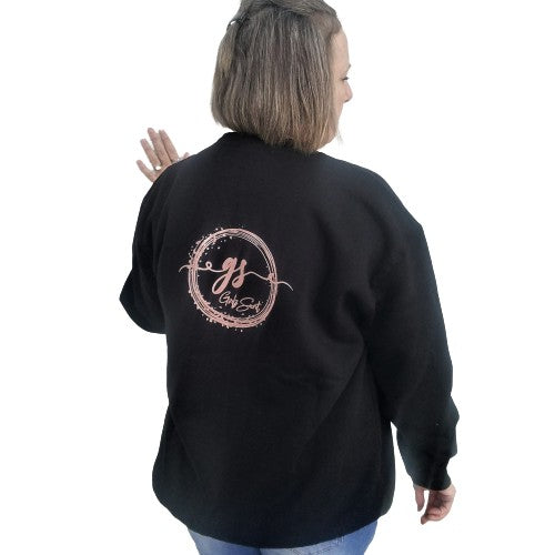 Our Girlz Secret black crewneck sweatshirt is a great way not to feel alone, and instead feel part of our Postpartum club, finding solidarity with fellow women experiencing PPD.  DETAILS  Black crewneck sweatshirt with our logo in pink. The logo appears on the front and back. 50% cotton, 50% polyester. Preshrunk. Professionally screen printed. Sizes women's S to 2XL (see chart in images). Tagless.