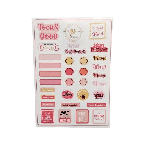 Embellish your journal, diary, notebook, or planner with our Girlz Secret sticker sheet, featuring 31 stylish pink stickers.  I'm a big journaler, so these stickers make it easy to highlight certain things, as well as provide inspirational quotes for when I need a little boost.  DETAILS  Sticker sheet with 31 stickers. Some blank, some with sayings. Pink and gold. Great for journals, diaries, notebooks, and planners.